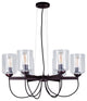 6 Light Chandelier, Antique Bronze, Clear Glass