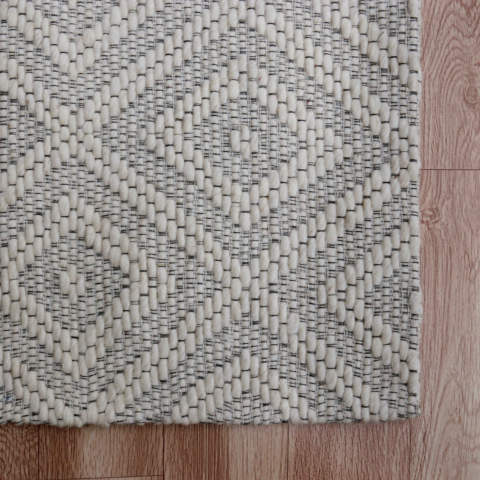 Camden Ivory Transitional Diamond Wool Indoor Area Rug, 7'9" x 9'9"