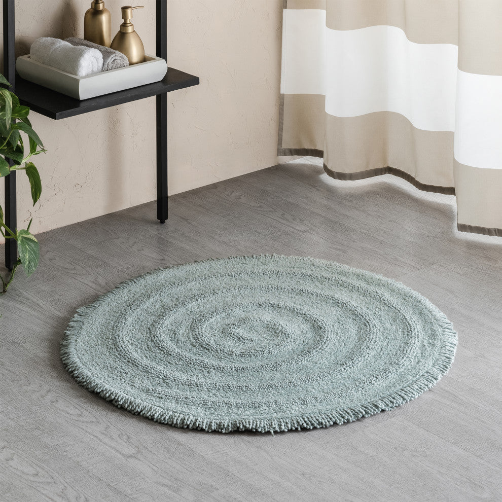 Hartley Machine Tufted Bath Mat, Blue, 30"x30"