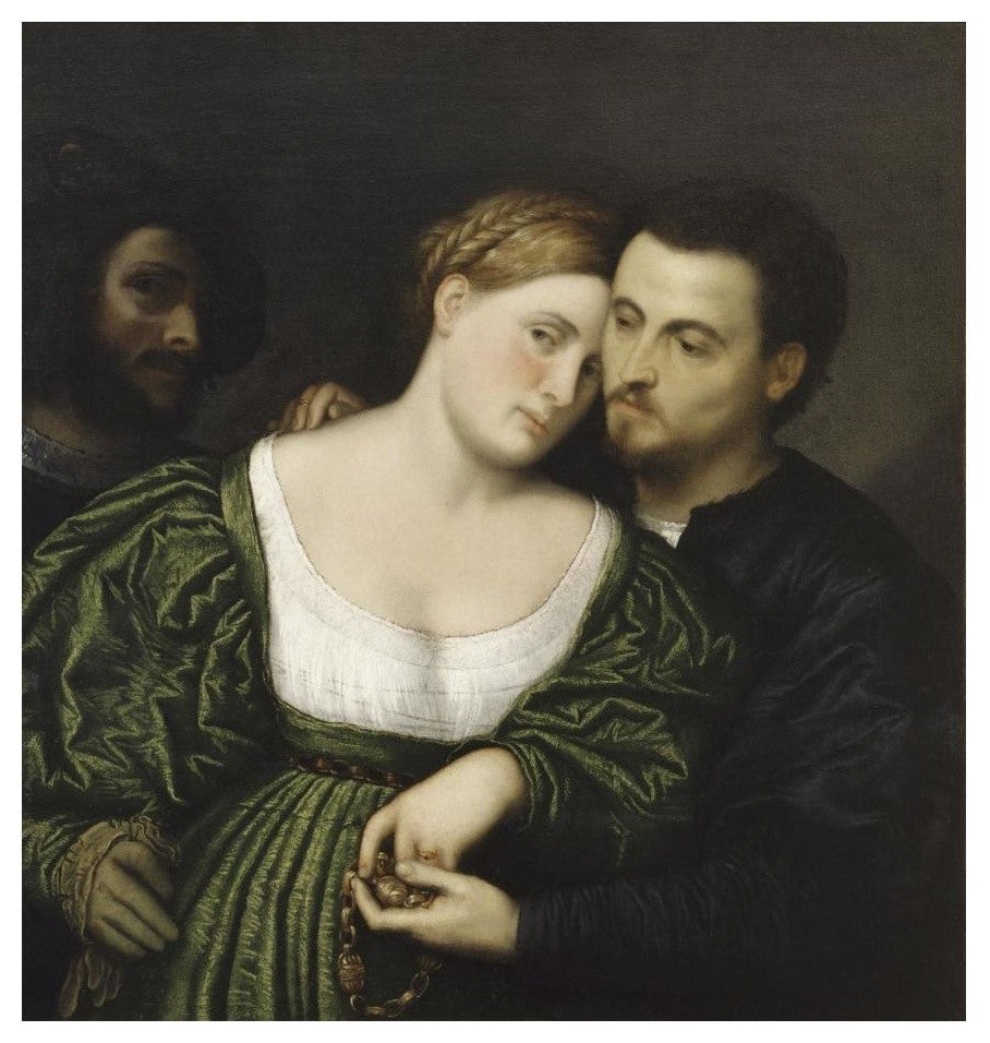 "The Venetian Lovers" Digital Paper Print by Paris Bordone, 23"x24"