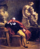 Eugene Delacroix Michelangelo in His Studio Premium Canvas Print