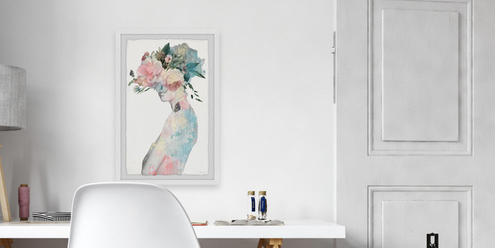 "Flower and Butterflies II" Framed Painting Print, 30"x45"