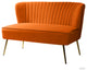 Velvet Tufted Loveseat Sofa With Golden Base, Orange