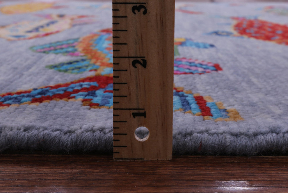 Gabbeh Fish Design Hand-Knotted Wool Rug 4' 1" X 6' 4" - Q15339
