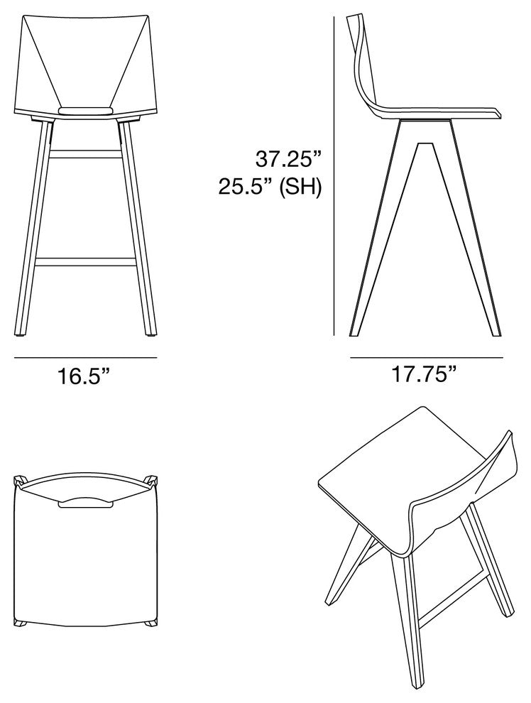 V Counter Stool, Gray