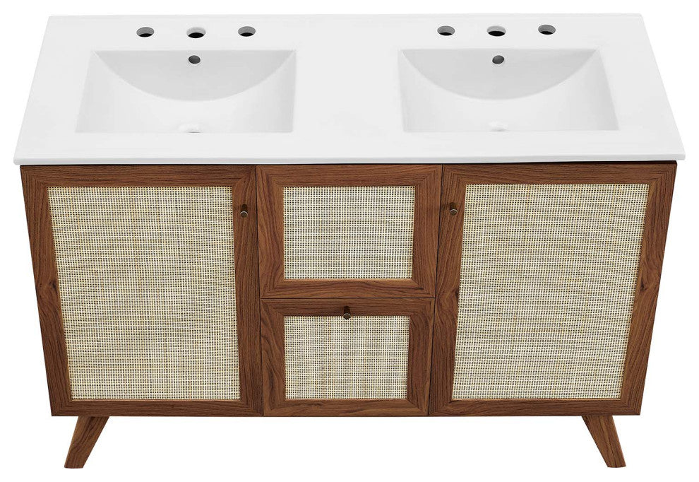 Soma 48" Double Sink Bathroom Vanity - Walnut White