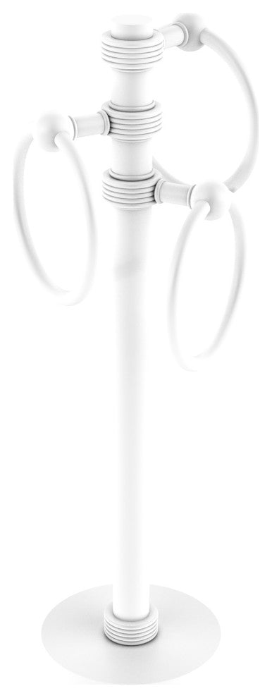 Vanity Top 3 Towel Ring with Groovy Accents, Matte White