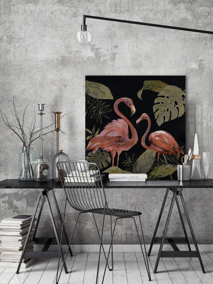 "Flamingo Sweetheart III" Painting Print on Wrapped Canvas, 24"x24"