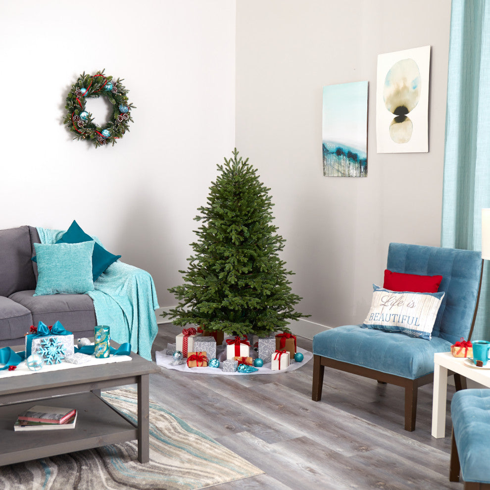 5' Wyoming Spruce Faux Xmas Tree With 300 Clear Lights and 773 Bendable Branches