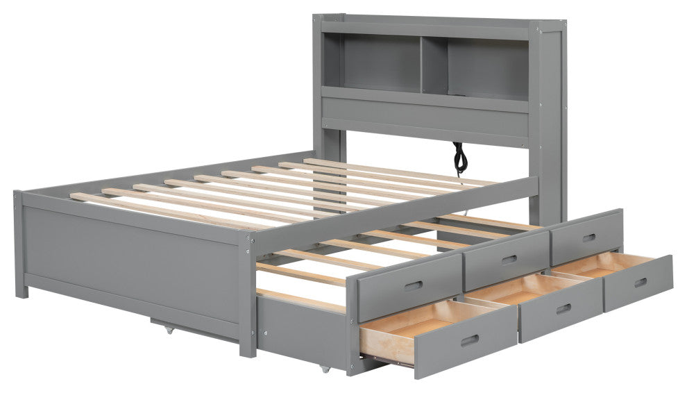 Gewnee Full Size platform bed with trundle