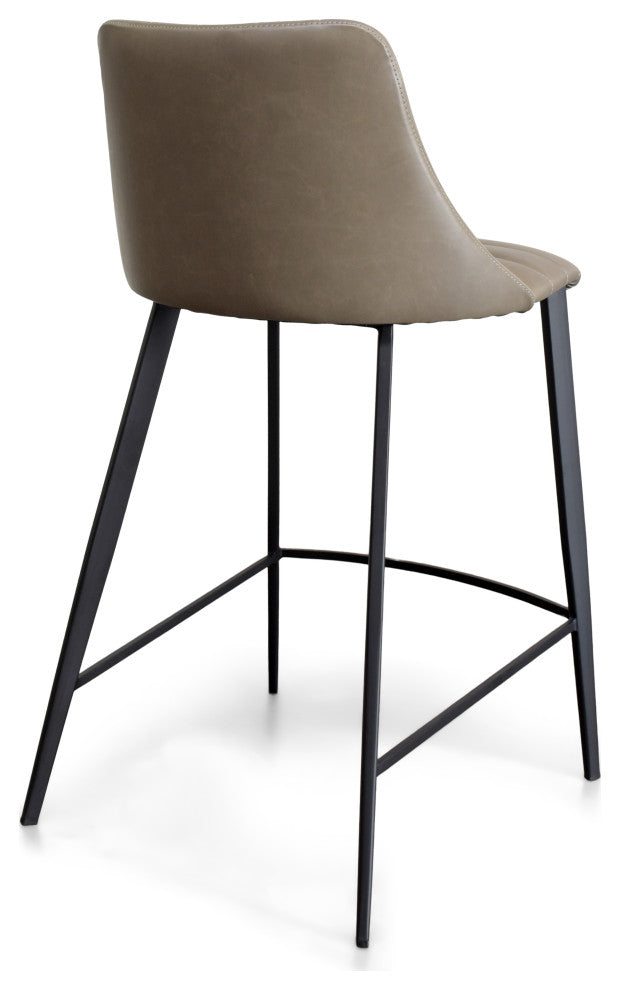 Archie Counter Stools, Taupe Faux Leather, Set of 2