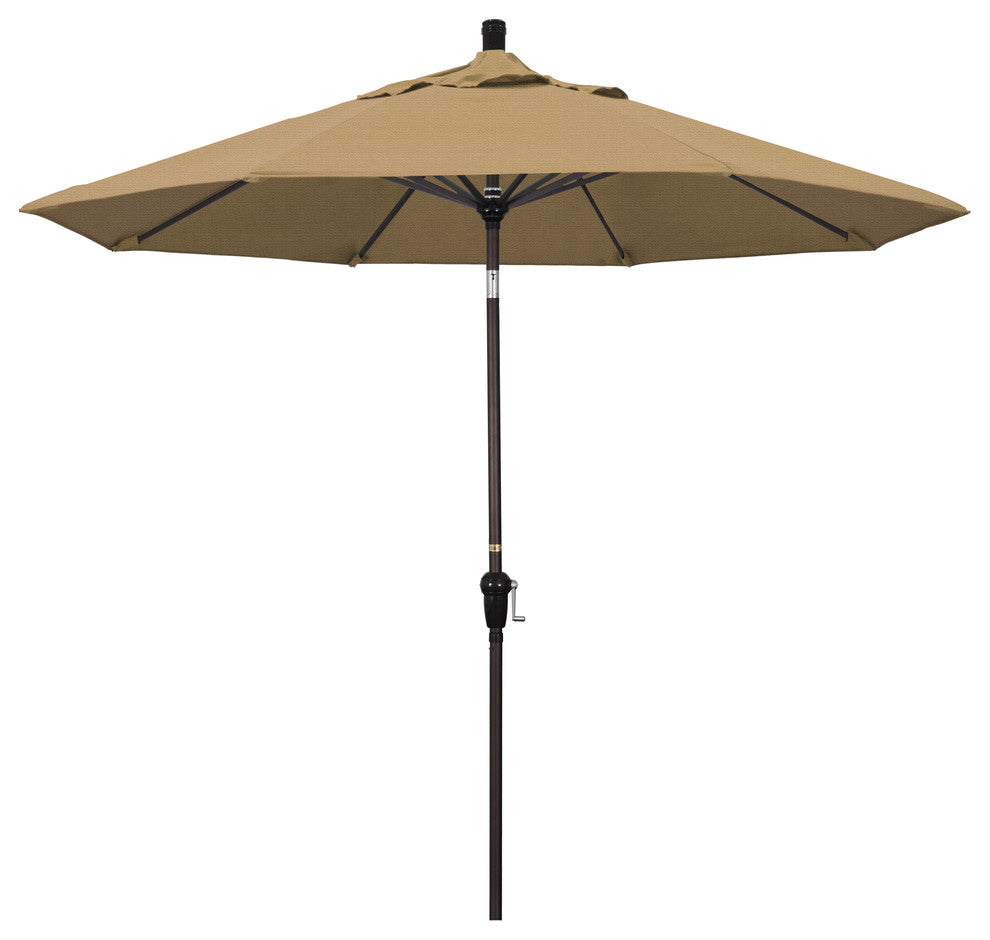 9'' Bronze Auto-Tilt Crank Aluminum Umbrella, Straw Olefin