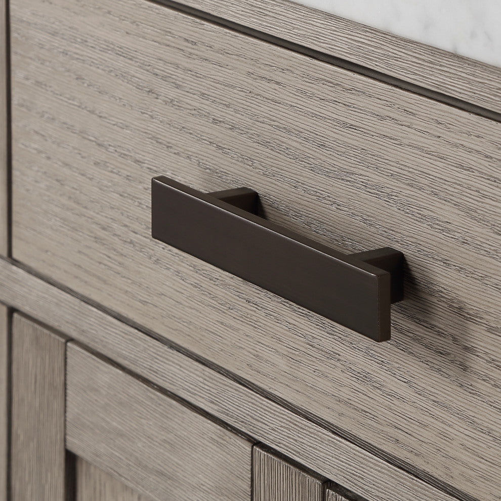 Chestnut 48" Bath Vanity, Grey Oak, Mirror, Oil-Rubbed Bronze Hardware