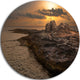 Rocky Coast With Ancient Ruins, Beach Disc Metal Artwork, 11"