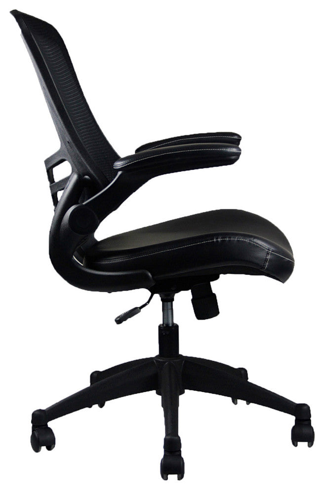 Stylish Mid-Back Mesh Office Chair With Adjustable Arms, Black
