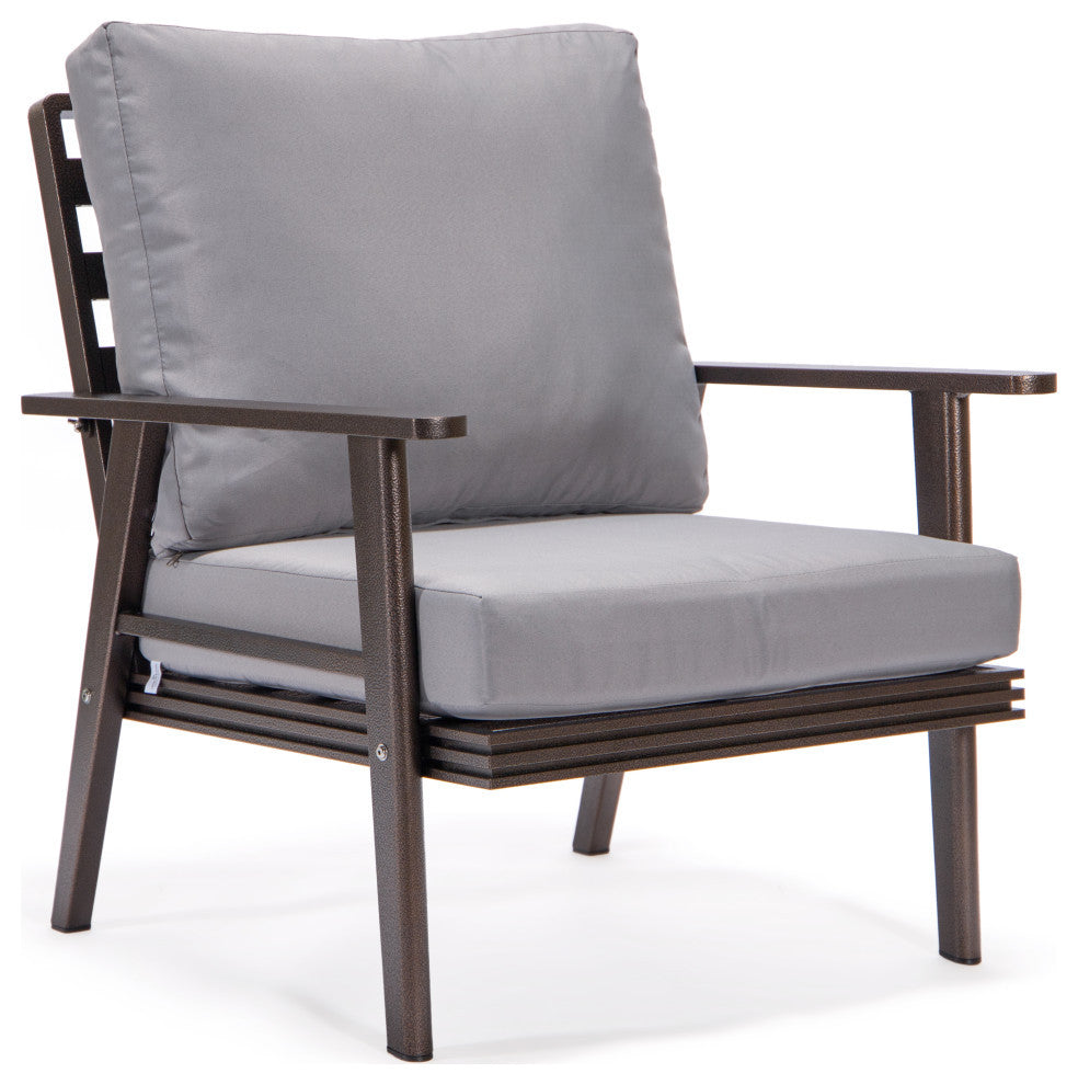 LeisureMod Walbrooke Patio Conversation Set With Fire Pit Table, Grey