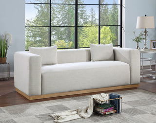 Alfie Linen Textured Fabric Upholstered Sofa, Cream