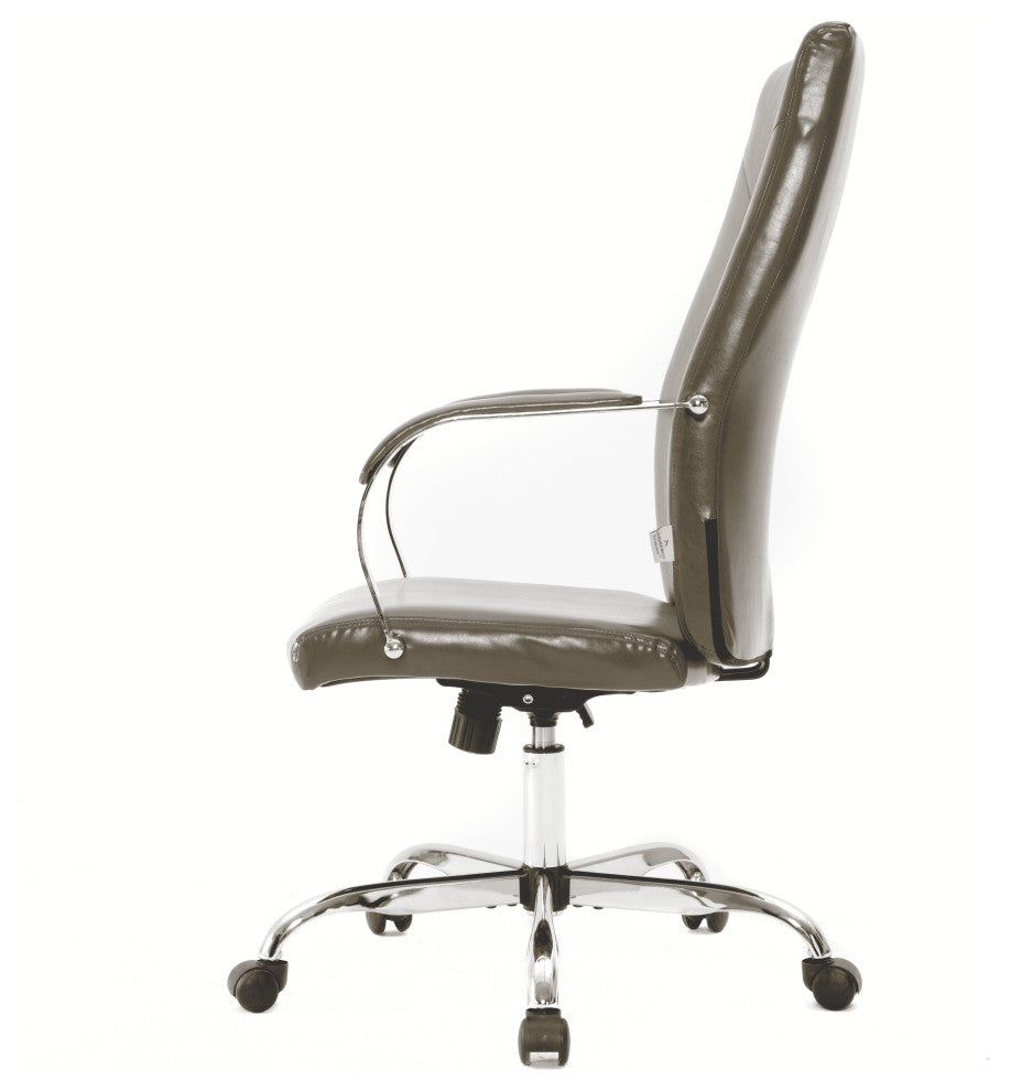 LeisureMod Sonora High-Back Adjustable Leather Conference Chair, Olive Green