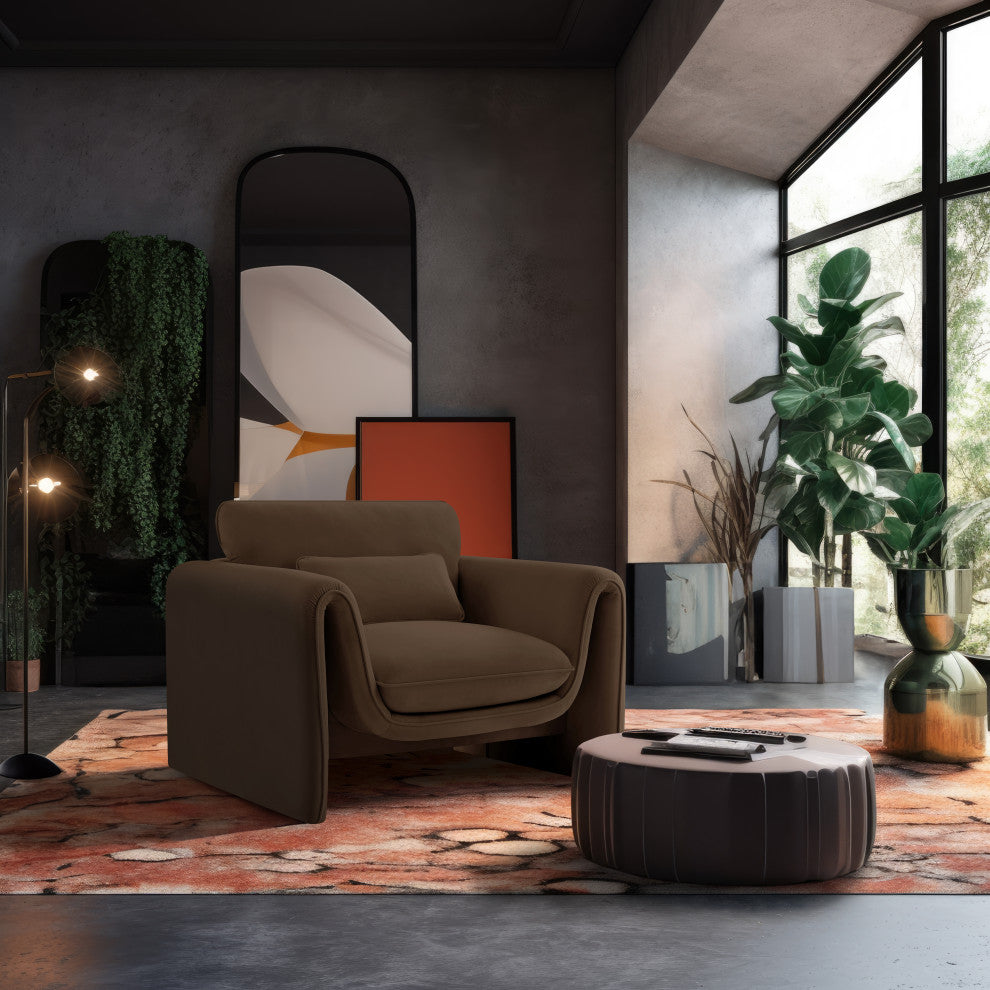 Sloan Brown Velvet Fabric Chair
