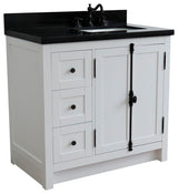 37" Vanity, Glacier Ash, Black Galaxy Top, Right Doors/Right Rectangle Sink
