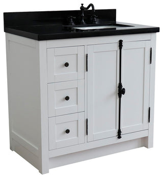 37" Vanity, Glacier Ash, Black Galaxy Top, Right Doors/Right Rectangle Sink