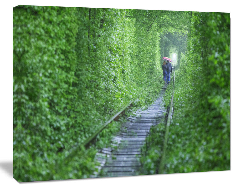 Couple Walking into Tunnel, Landscape Canvas Art Print, 40"x30"