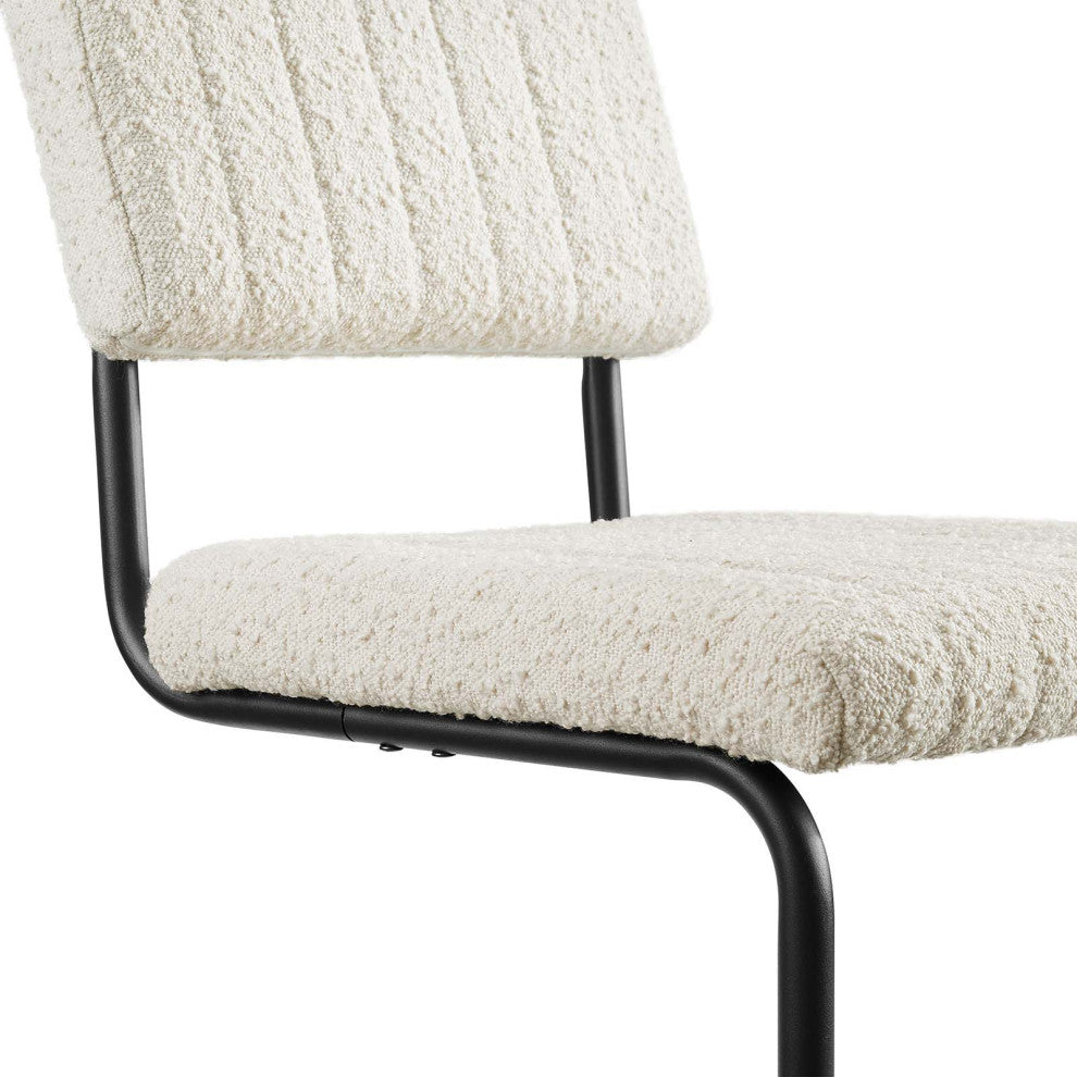 Parity Boucle Dining Side Chairs, Set of 2, Black Ivory