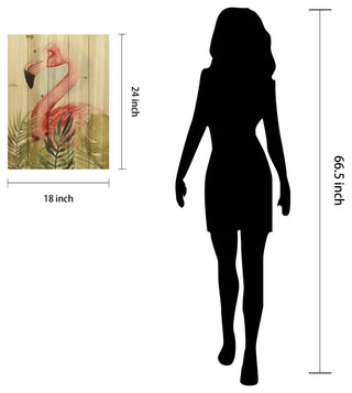 "Watercolor Flamingo Composition II" Wall Art Digital Print on Solid Wood