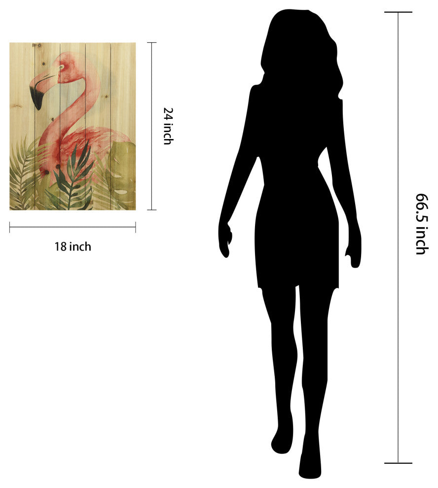 "Watercolor Flamingo Composition II" Wall Art Digital Print on Solid Wood