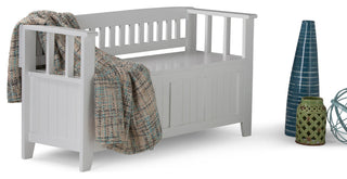 Acadian Solid Wood 48" Wide Rustic Entryway Storage Bench, White