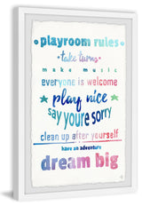"Dreamy Playroom Rules" Framed Painting Print, 24"x36"