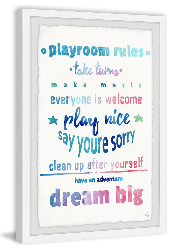 "Dreamy Playroom Rules" Framed Painting Print, 24"x36"