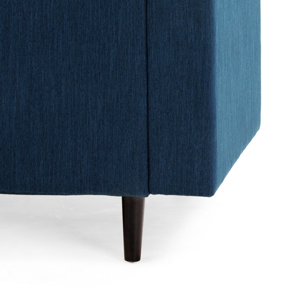 Plano Mid-Century Modern Tufted 3-Seater Sofa, Light Gray/Dark Brown, Navy Blue/Dark Brown