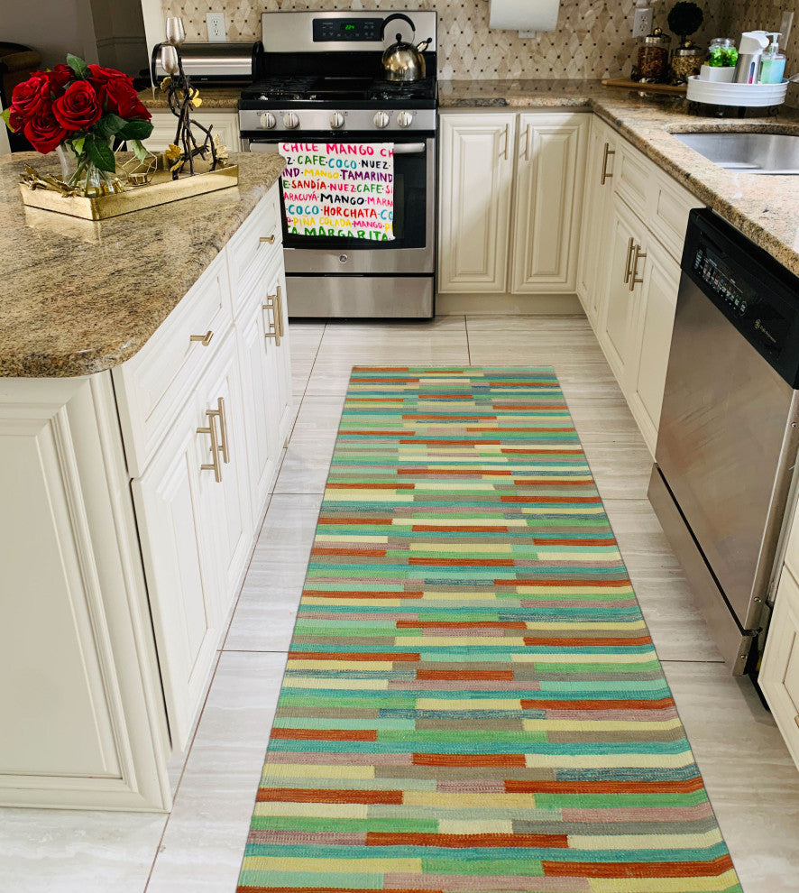 Winchester Kilim Kabir Rust/Beige Runner, 2'8x12'10