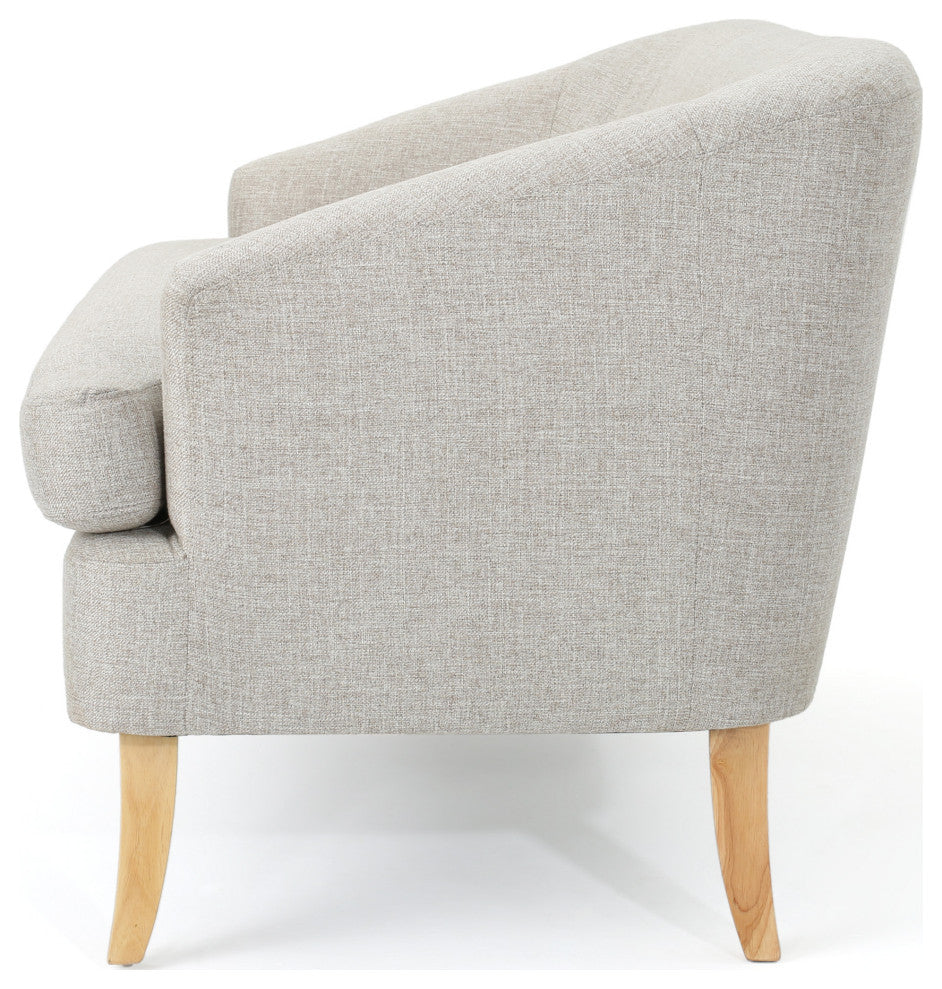 GDF Studio Shelby Mid Century Modern Fabric Loveseat, Beige
