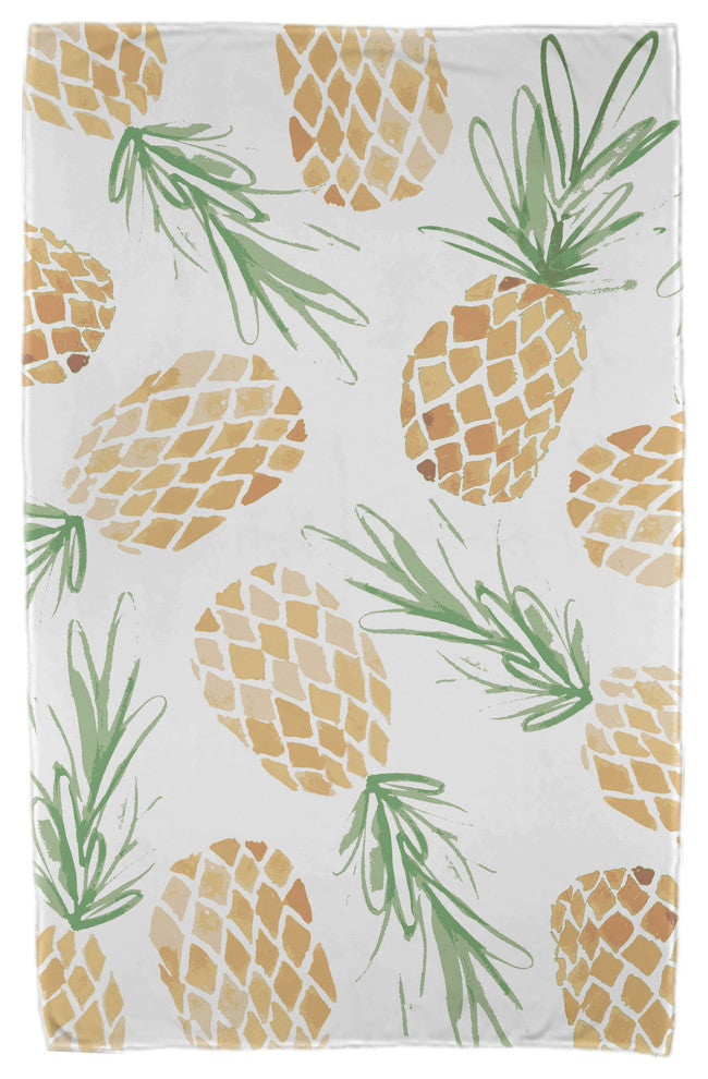 30x60" Tossed Pineapples, Geometric Print Beach Towel, Gold