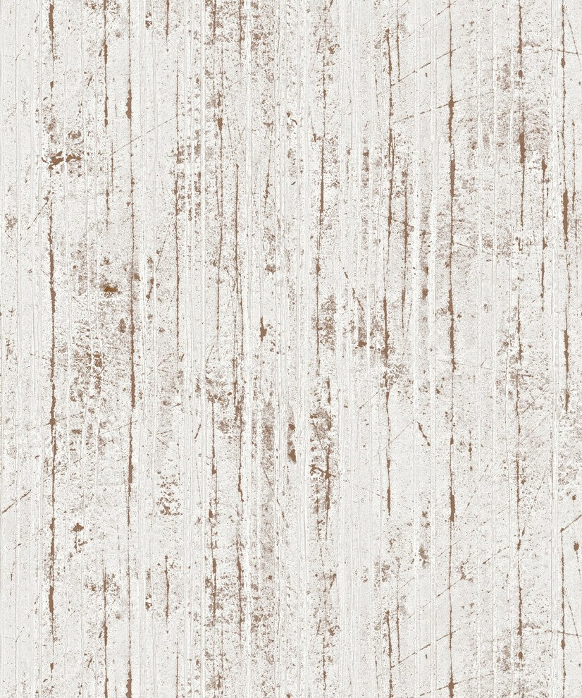 Natural Faux 2, Modern Geometric Stone Wood Rustic Wallpaper, White, Sample