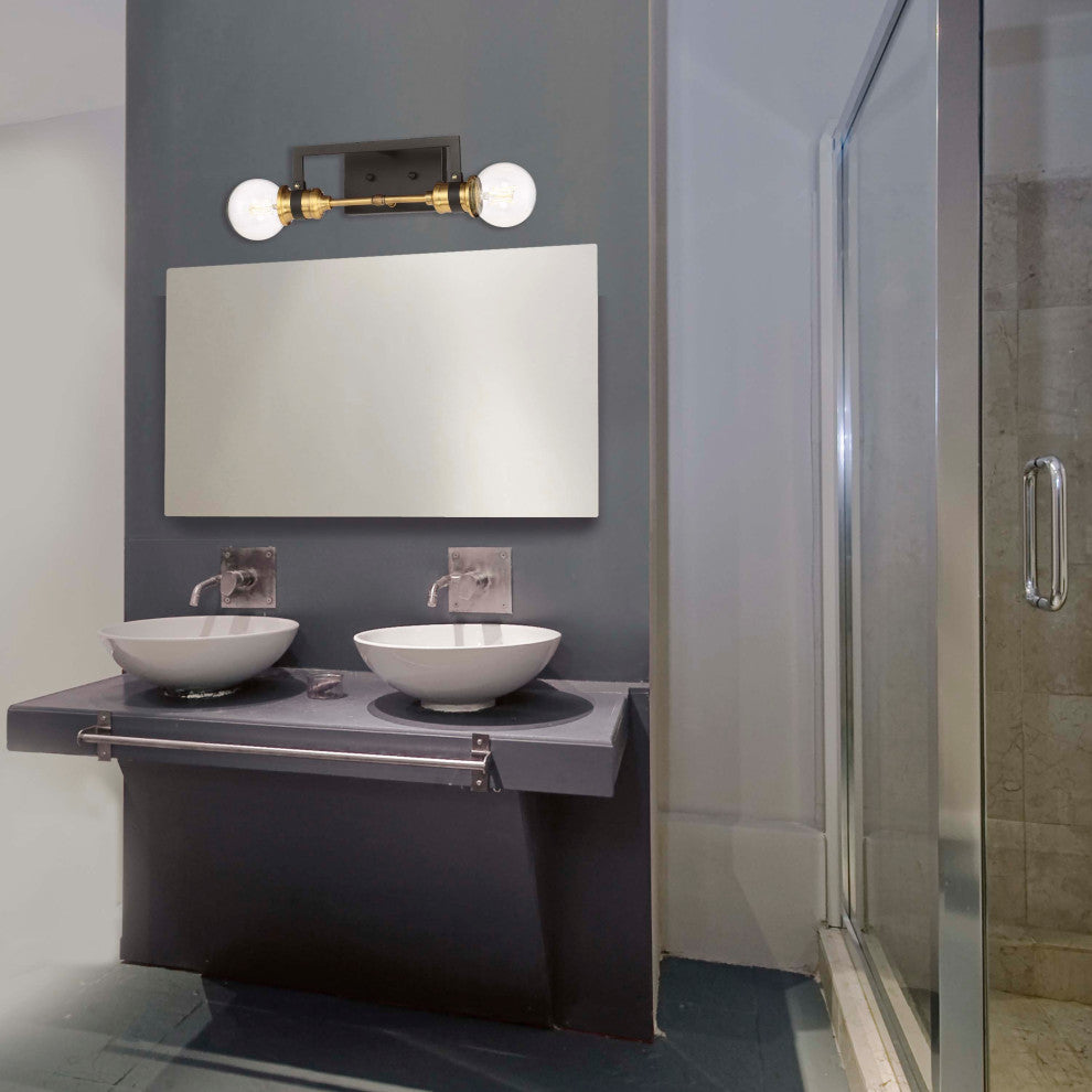 Intention Two Light Vanity, Warm Brass / Black