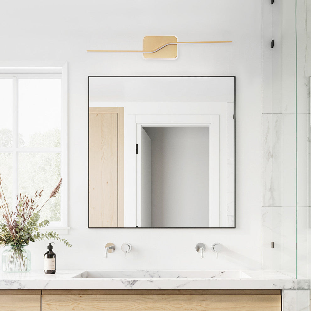 Modern LED Dimmable Vanity Light Over Mirror for Bathroom Lighting, Gold
