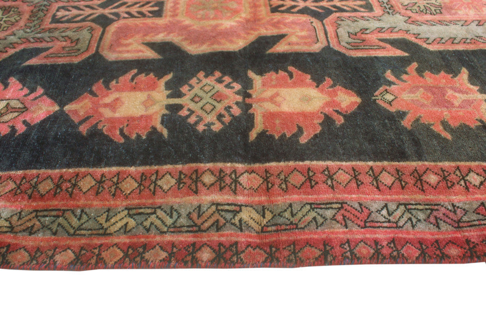 Fine Vintage Distressed Bellia Charcoal/Rust Runner, 4'2x10'4