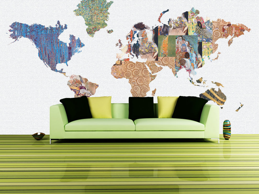 Studio Map Mural, Klimt Collage 2, Peel and Stick, 1 Panel, 87"x42"