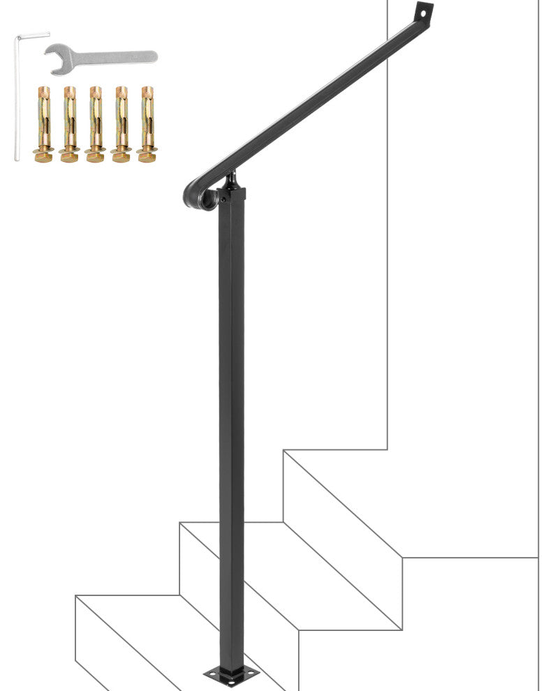 Handrails for Outdoor Steps Wrought Iron Step Railings, Fit 2-3 Steps