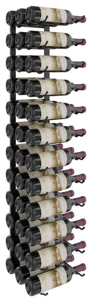 W Series Wine Rack 4 Wall Mounted Metal Bottle Storage, Matte Black, 36 Bottles (Triple Deep)