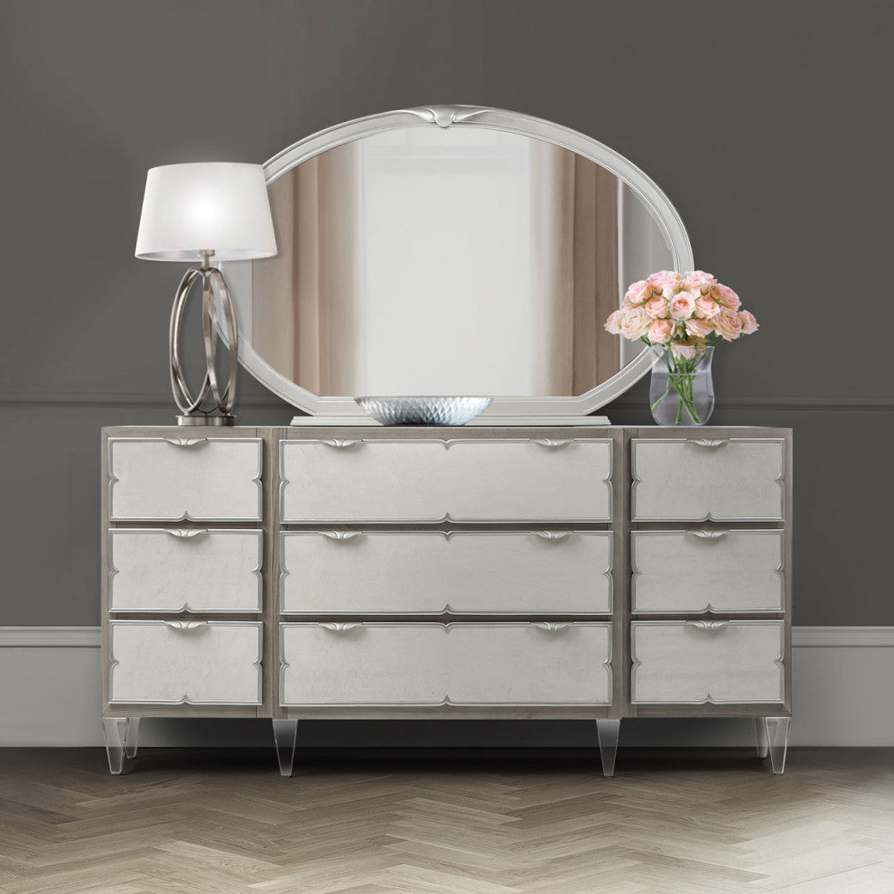 Camden Court, Dresser and Oval Mirror, Pearl