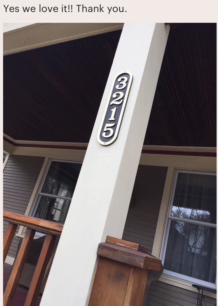 Solid Brass Vertical Arch House Number Sign