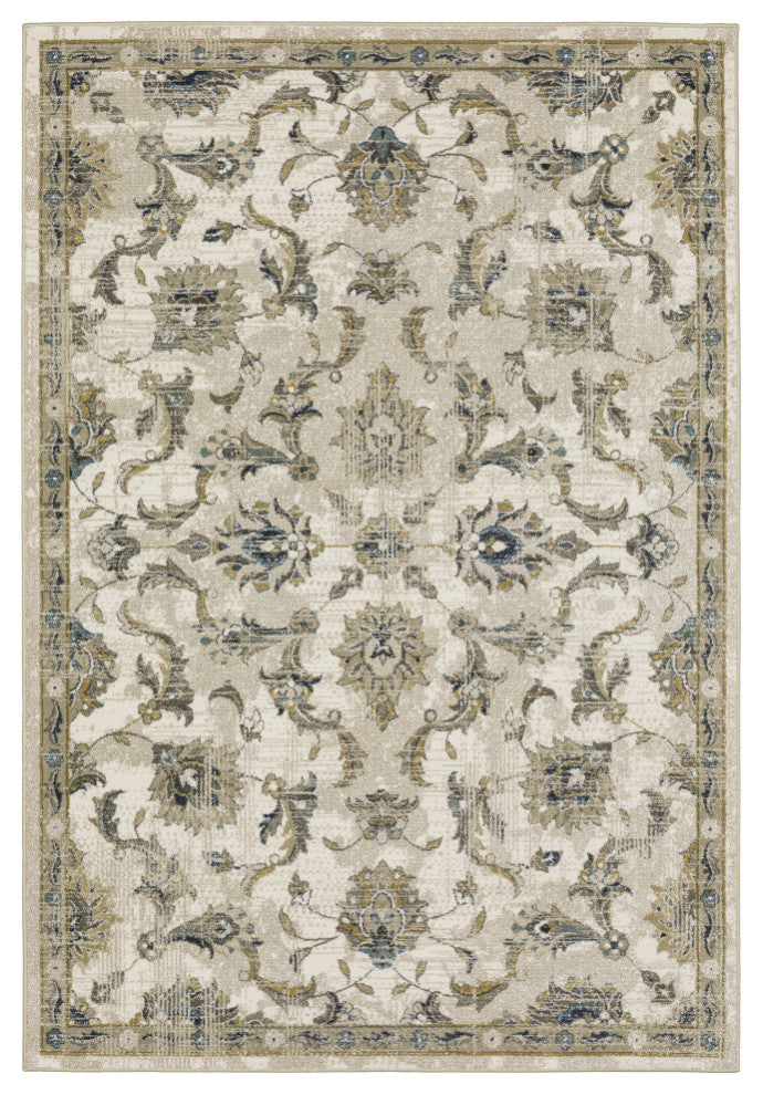 Vander Traditional Oriental Power-Loomed Area Rug, Beige/Gold, 5'3"x7'3"