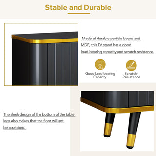 Gewnee Luxury Minimalism TV Stand with Open Storage Shelf , Black