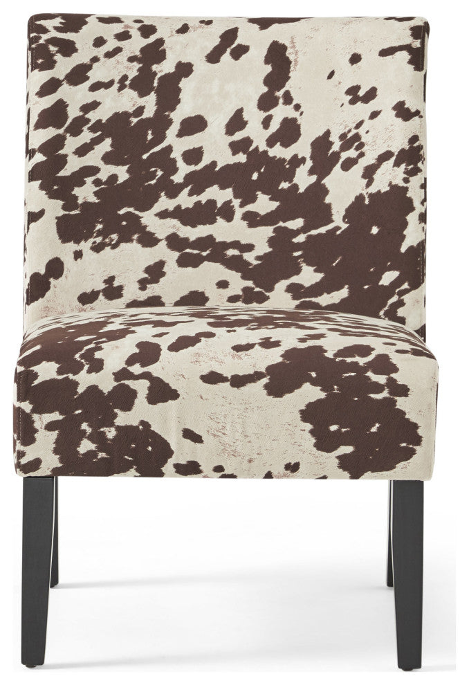 GDF Studio Kalee Contemporary Accent Chair, Cow Print, Matte Black, Fabric