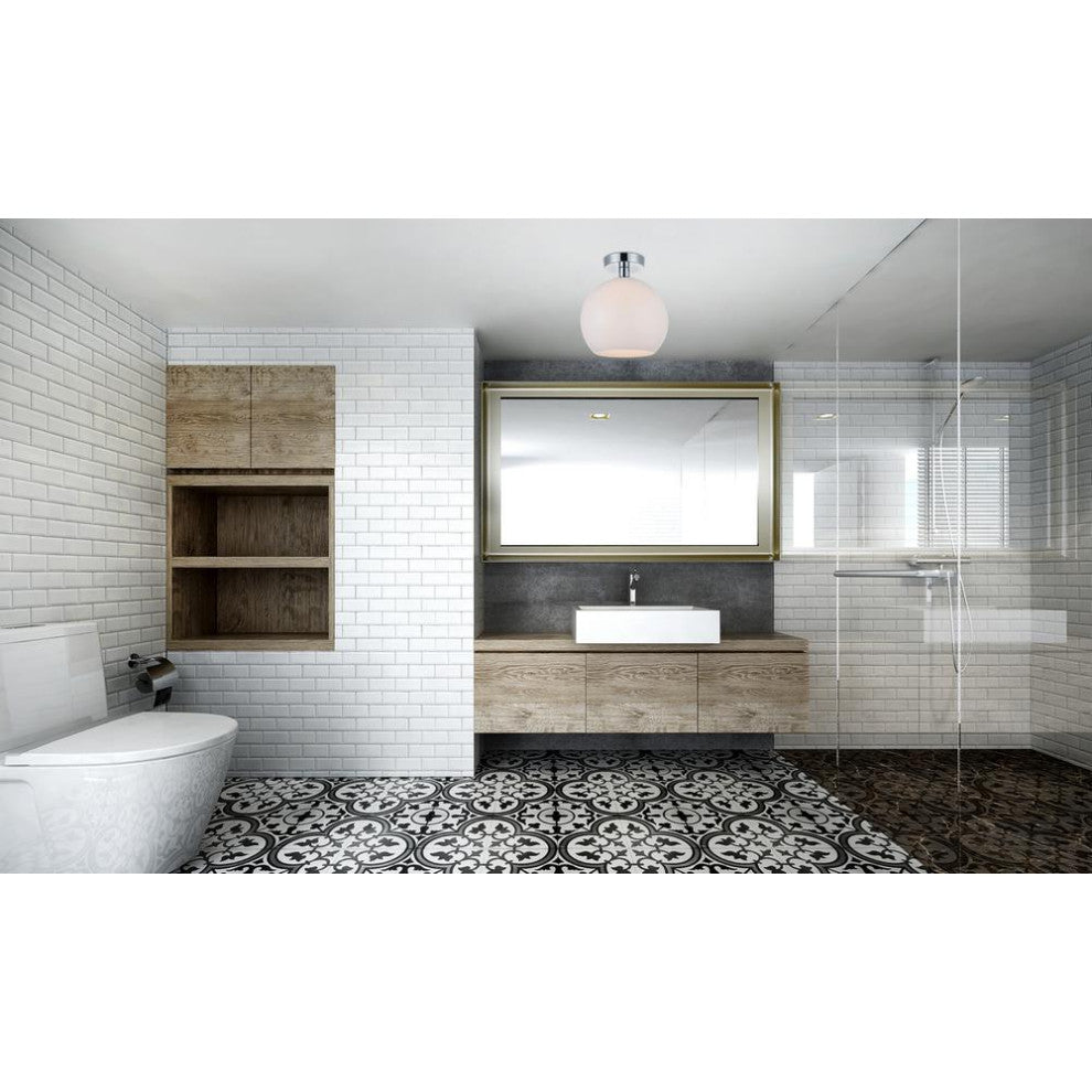 Baxter 1 Light Chrome Flush Mount With Frosted White Glass