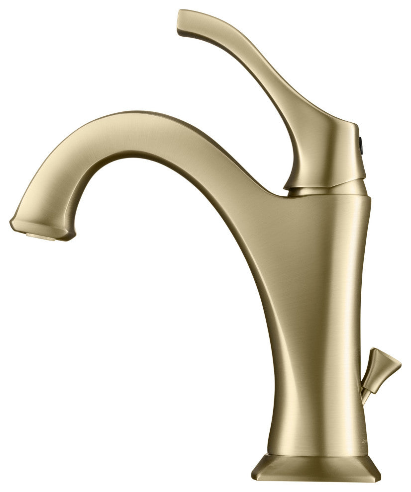 Arlo Single Handle 1-Hole Bathroom Basin Faucet, Lift Rod Drain, Brushed Gold